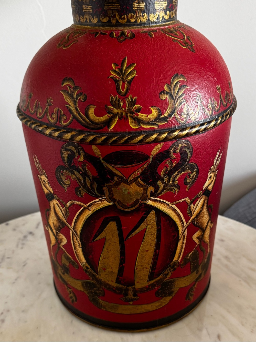 VTG Decorative Red and Gold Accent Tea Canister - Home Accents